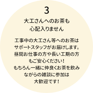 大工さんへのお茶も心配いりません