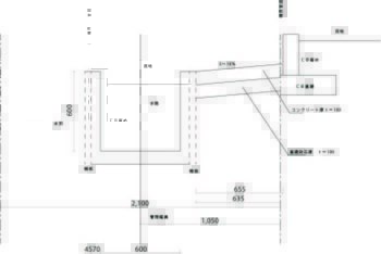 畦畔コンクリート断面図